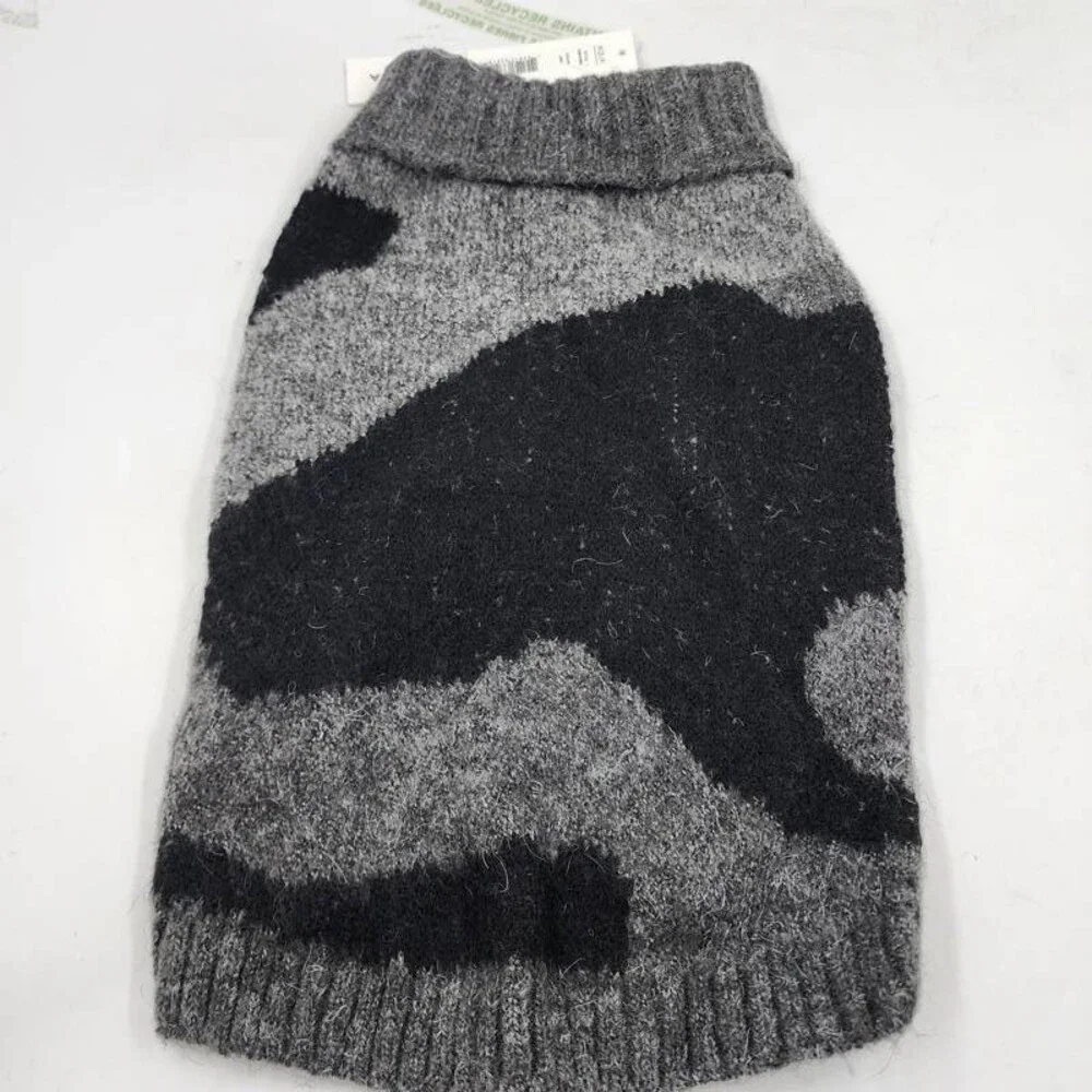 Aqua Pet Polyester-Blend Camouflage Pattern Dog Sweater Small Grey